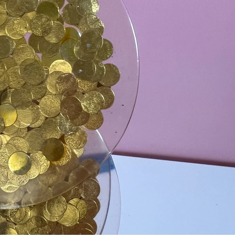Modern glam chic gold confetti lucite acrylic coasters